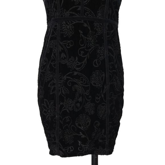 Intimately Free People Velvet Burnout Mini Dress Size L Black Bodycon Sleeveless - Picture 4 of 7